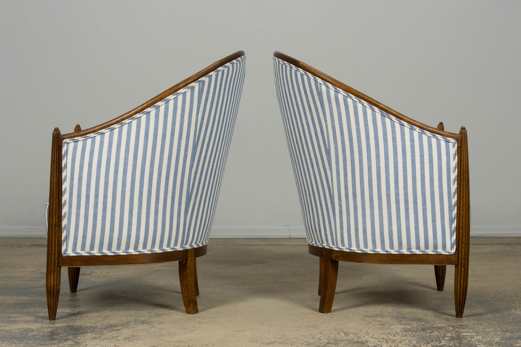 Pair of French Art Deco Maple Gondola Barrel Chairs, Provence, circa 1925