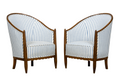 Pair of French Art Deco Maple Gondola Barrel Chairs, Provence, circa 1925