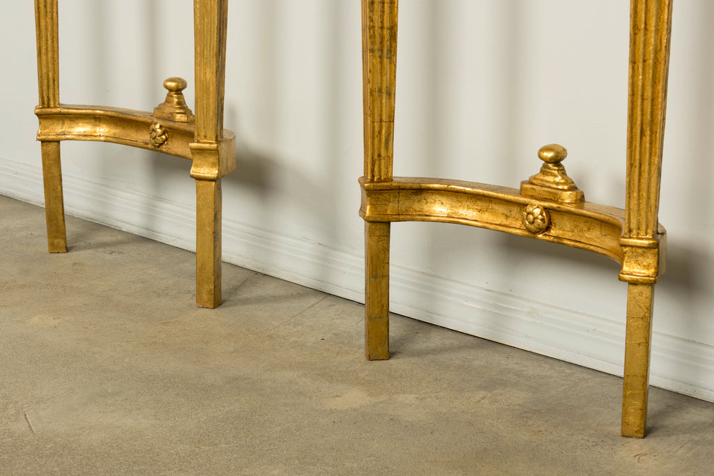 Pair of 18th Century French Louis XVI Giltwood Demilune Console Tables