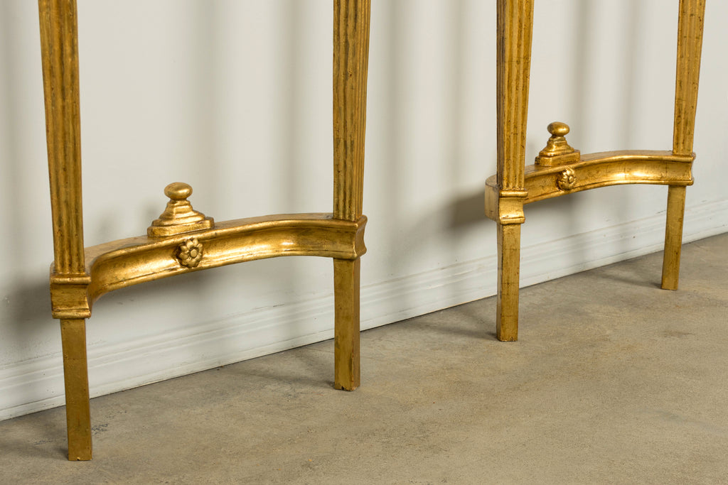 Pair of 18th Century French Louis XVI Giltwood Demilune Console Tables
