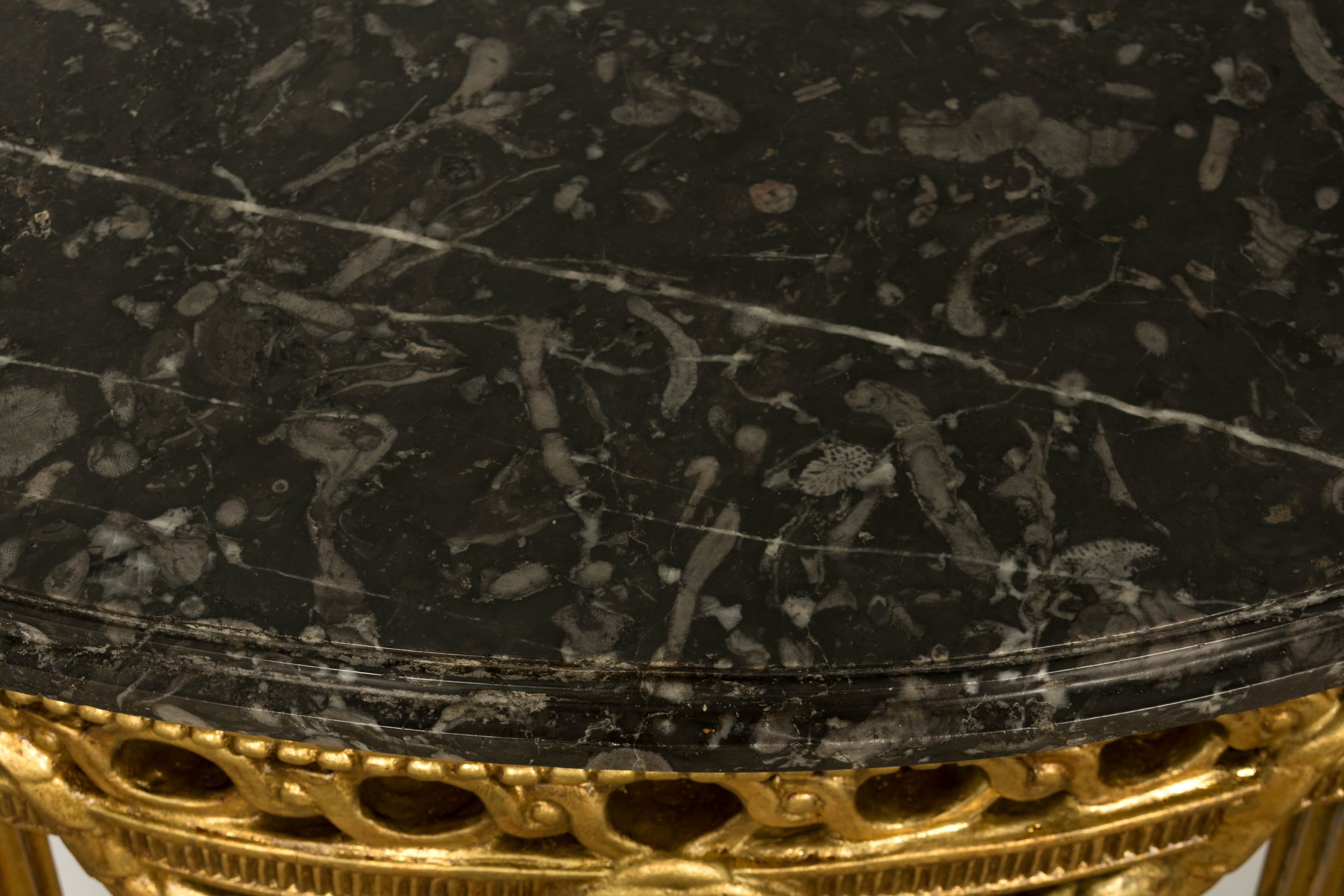 Pair of 18th Century French Louis XVI Giltwood Demilune Console Tables