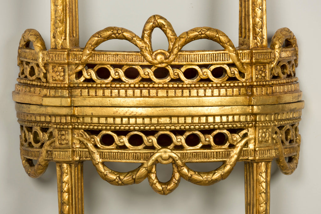 Pair of 18th Century French Louis XVI Giltwood Demilune Console Tables