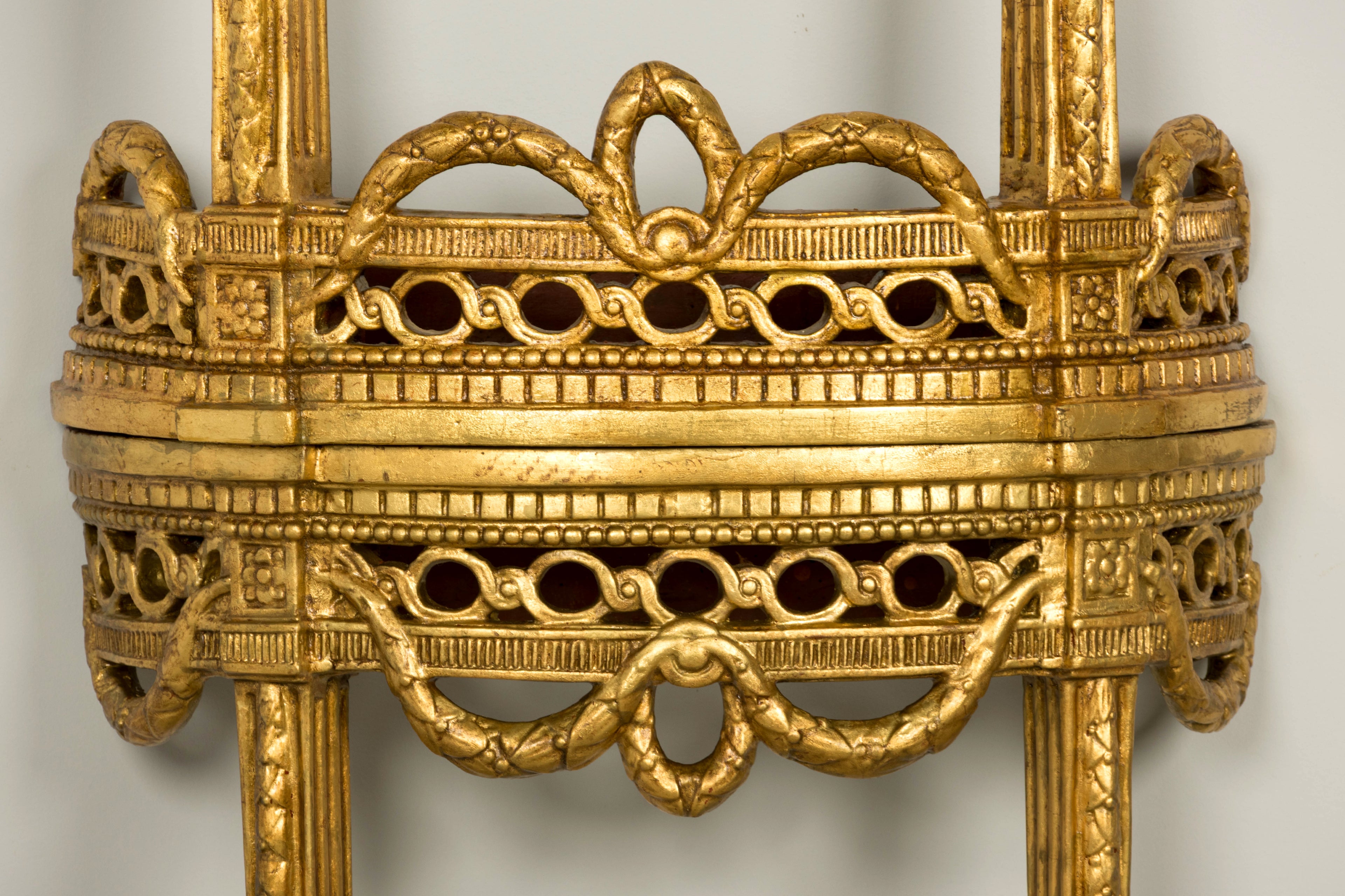 Pair of 18th Century French Louis XVI Giltwood Demilune Console Tables