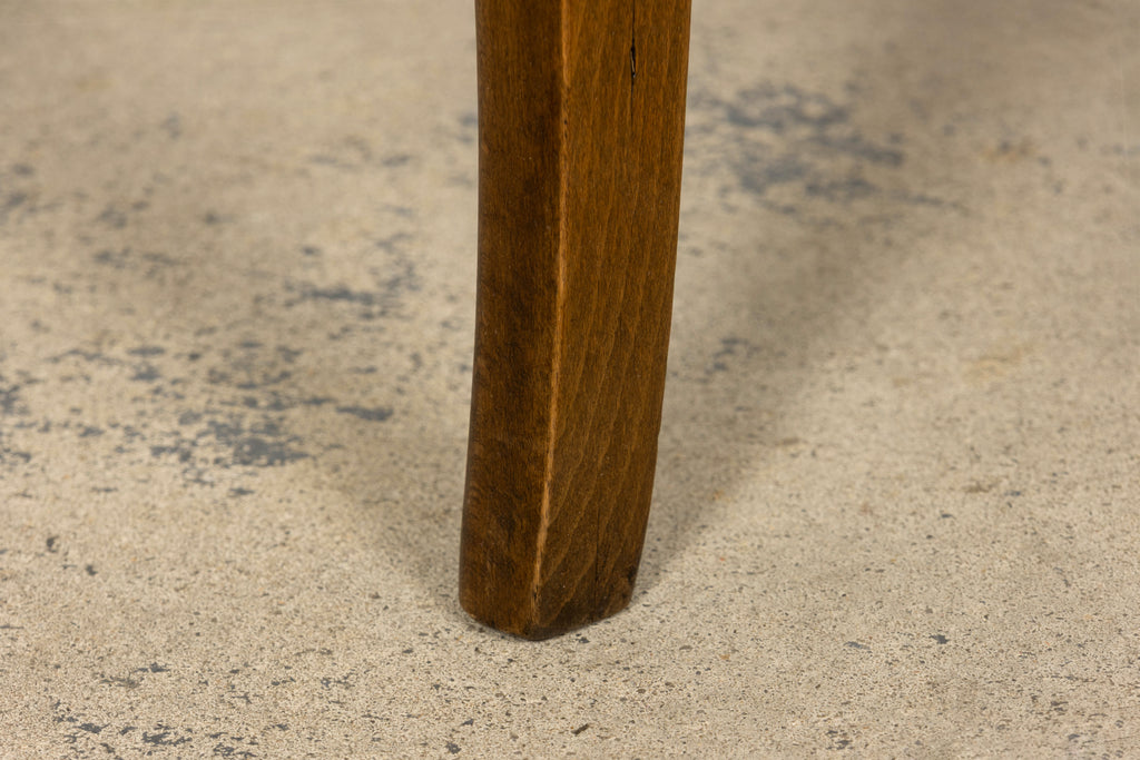 Pair of 1930s French Art Deco Mustache-Back Oak and Walnut Side Accent Chairs