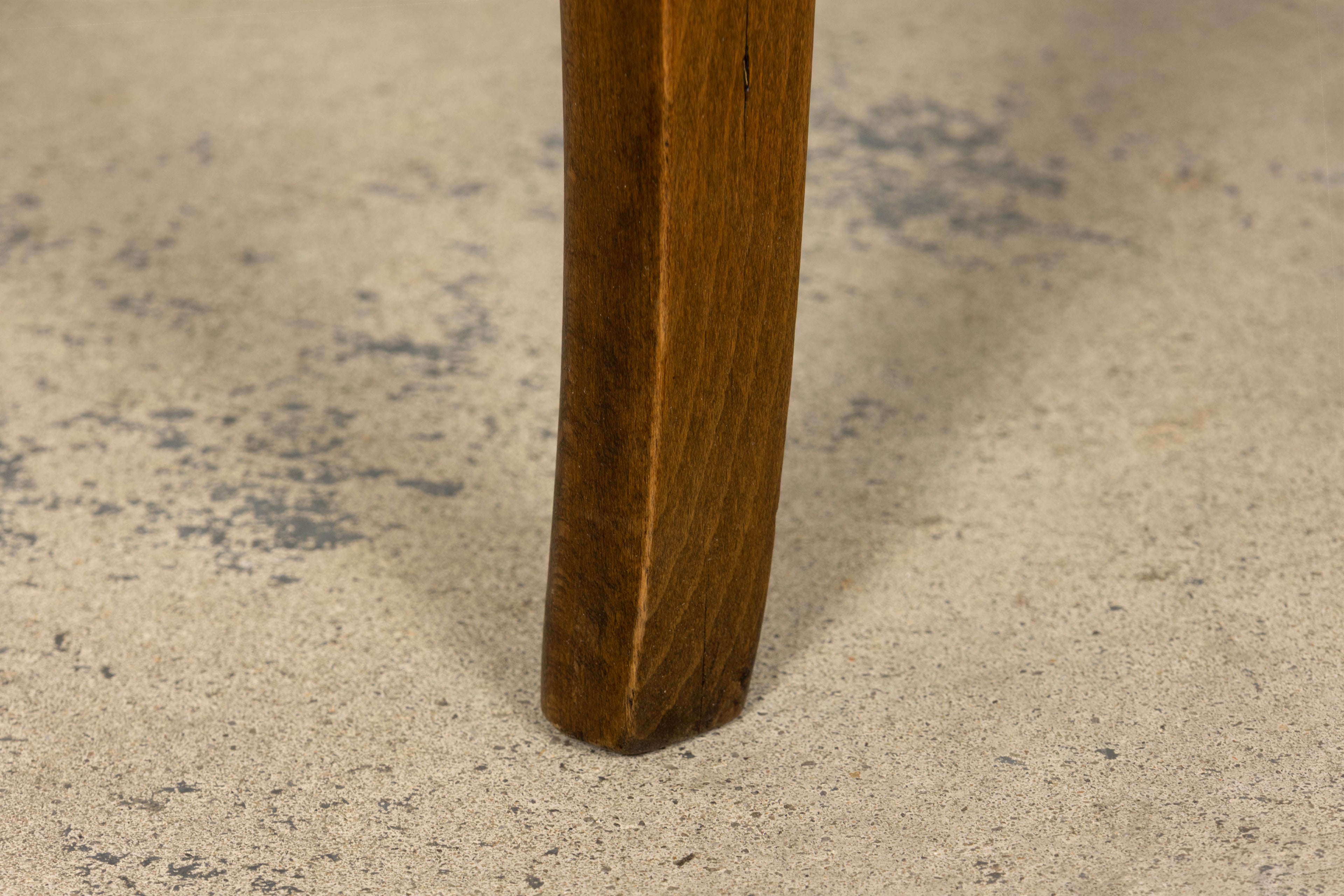 Pair of 1930s French Art Deco Mustache-Back Oak and Walnut Side Accent Chairs