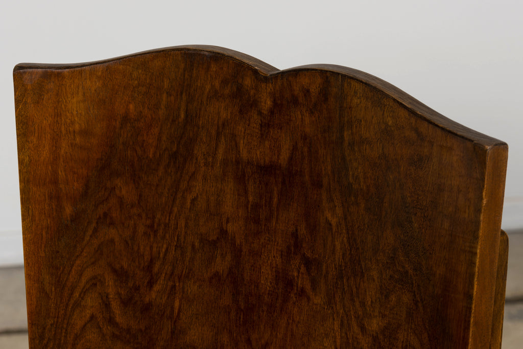 Pair of 1930s French Art Deco Mustache-Back Oak and Walnut Side Accent Chairs