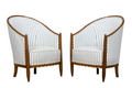 Pair of French Art Deco Maple Gondola Barrel Chairs, Provence, circa 1925