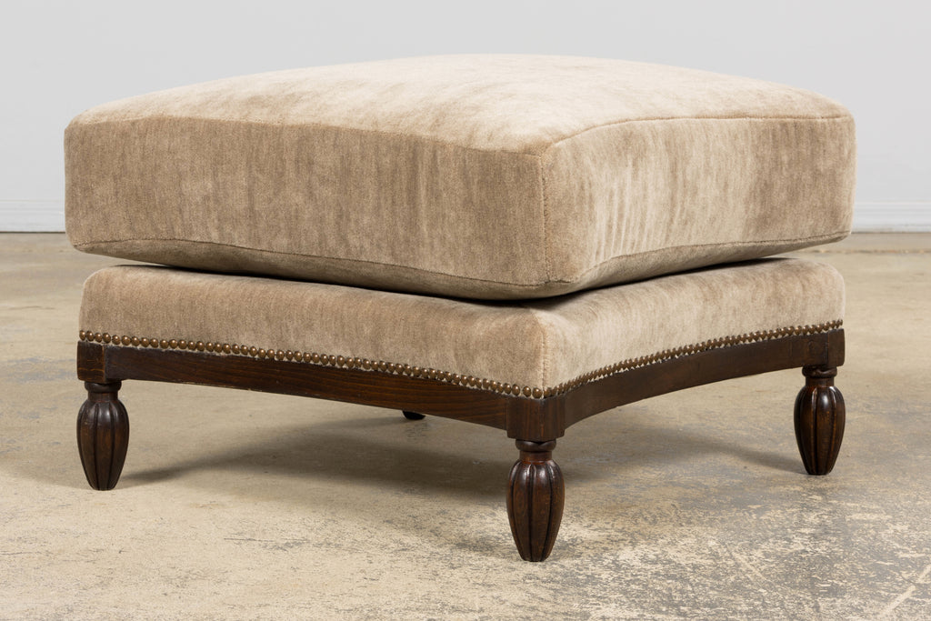 Pair of French Art Deco Mohair Club Chairs with Ottoman, Paris, 1930s