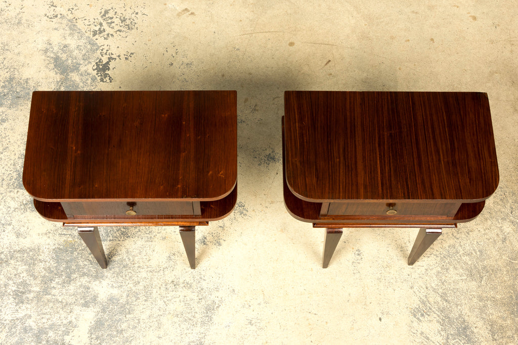 Pair of French Art Deco Rosewood Nightstands, 1930s