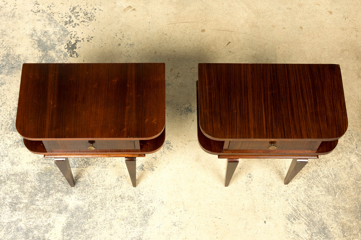 Pair of French Art Deco Rosewood Nightstands, 1930s