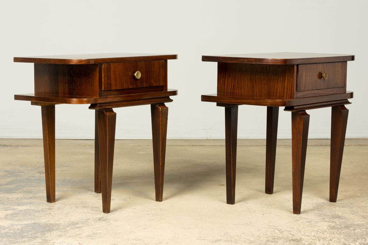 Pair of French Art Deco Rosewood Nightstands, 1930s