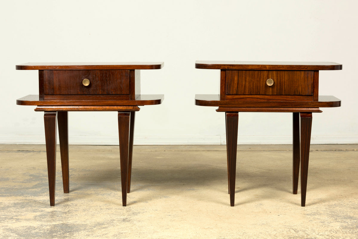 Pair of French Art Deco Rosewood Nightstands, 1930s