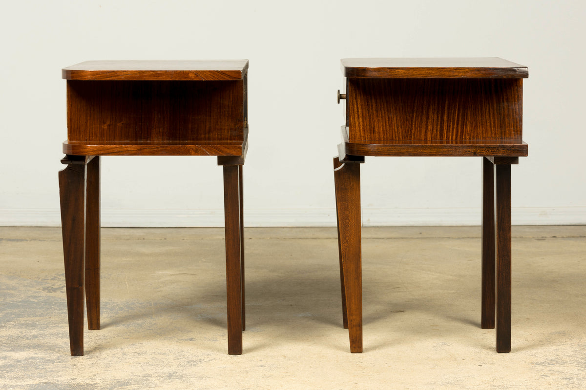 Pair of French Art Deco Rosewood Nightstands, 1930s