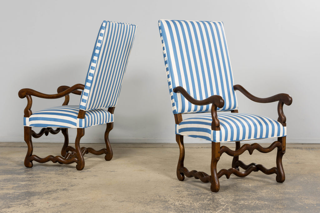 Pair of Late 19th Century French Louis XIII Style Oak Armchairs, Os de Mouton