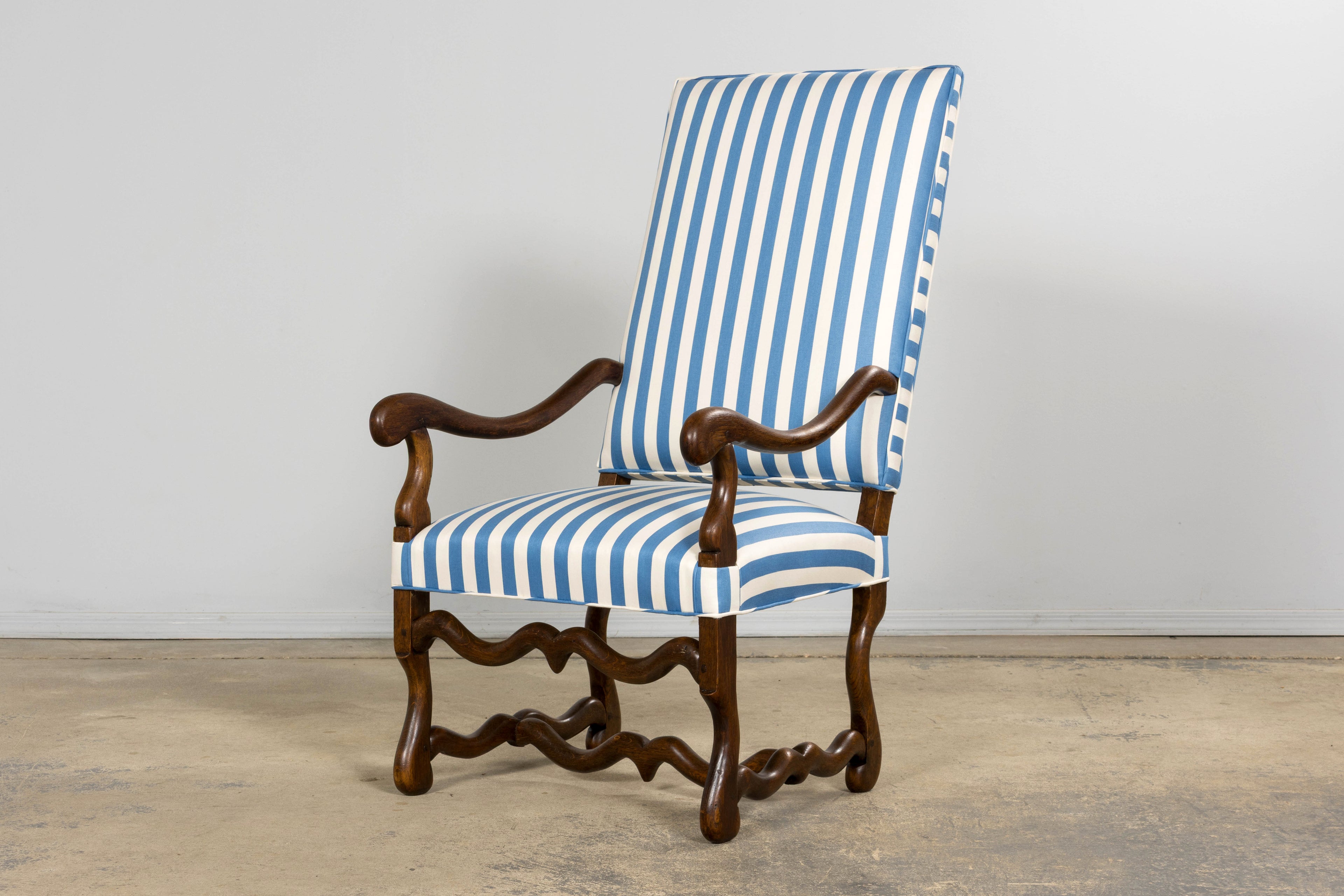 Pair of Late 19th Century French Louis XIII Style Oak Armchairs, Os de Mouton