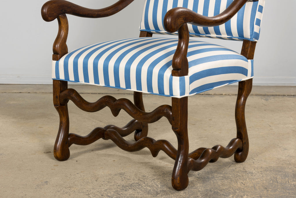 Pair of Late 19th Century French Louis XIII Style Oak Armchairs, Os de Mouton