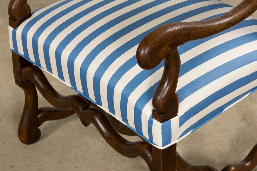Pair of Late 19th Century French Louis XIII Style Oak Armchairs, Os de Mouton