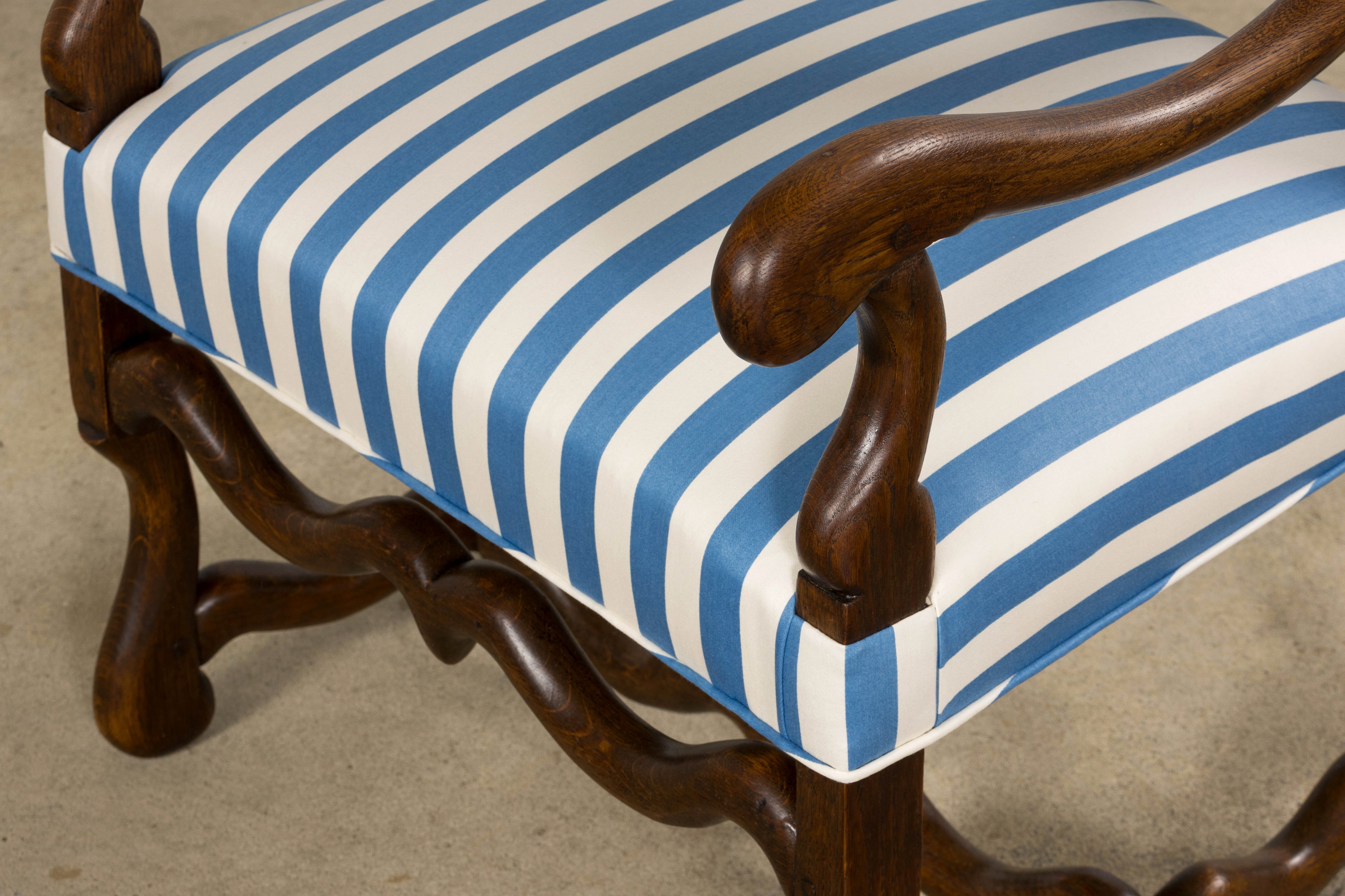 Pair of Late 19th Century French Louis XIII Style Oak Armchairs, Os de Mouton