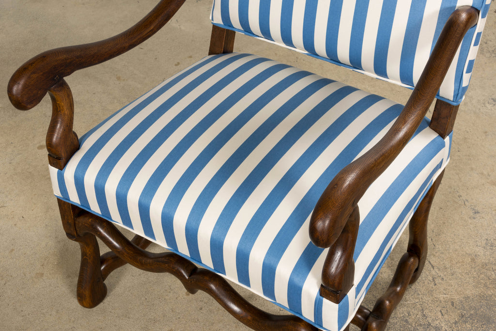 Pair of Late 19th Century French Louis XIII Style Oak Armchairs, Os de Mouton