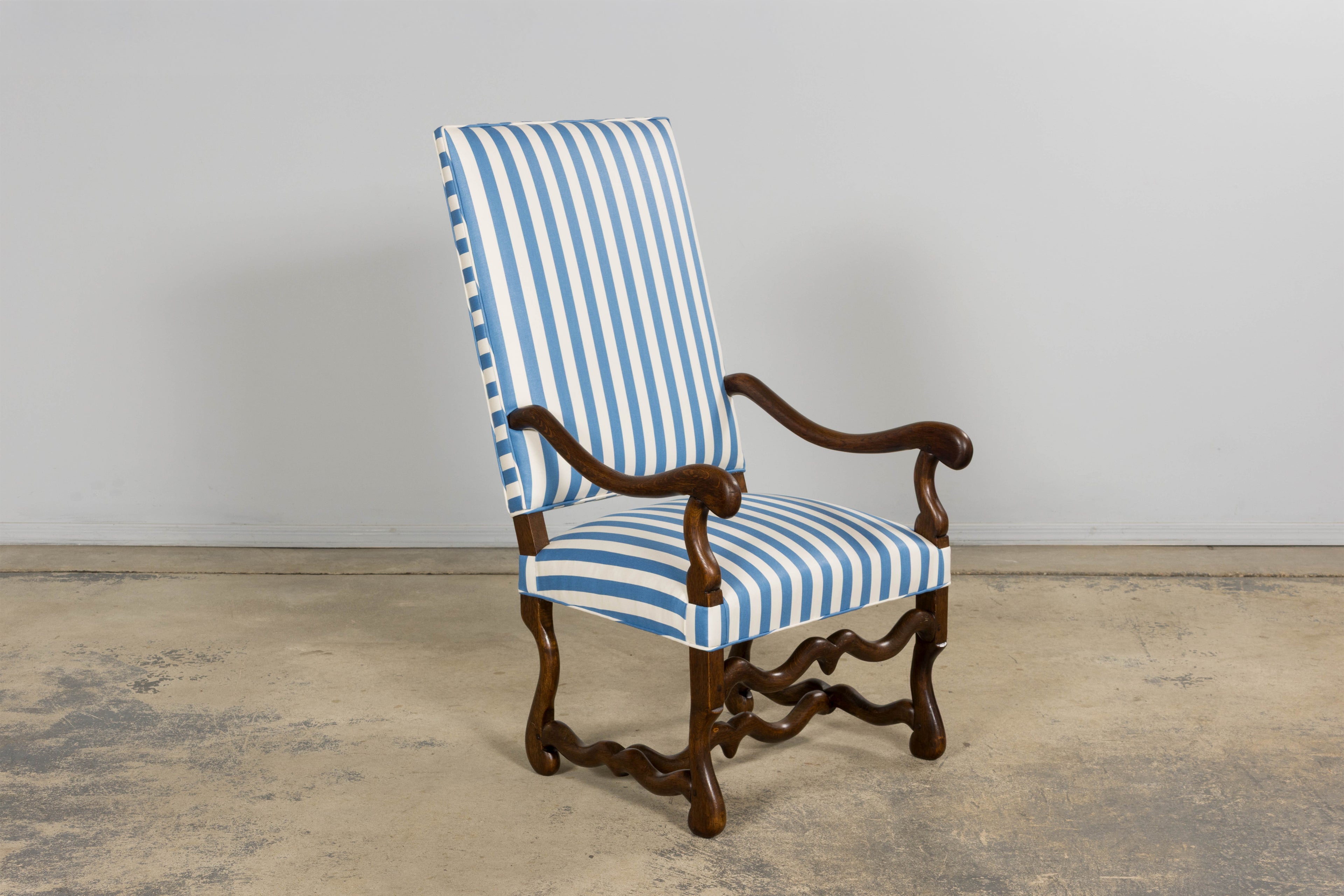 Pair of Late 19th Century French Louis XIII Style Oak Armchairs, Os de Mouton