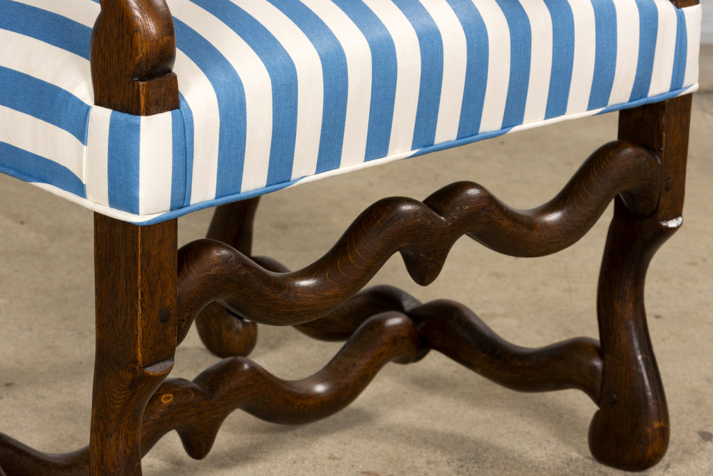 Pair of Late 19th Century French Louis XIII Style Oak Armchairs, Os de Mouton