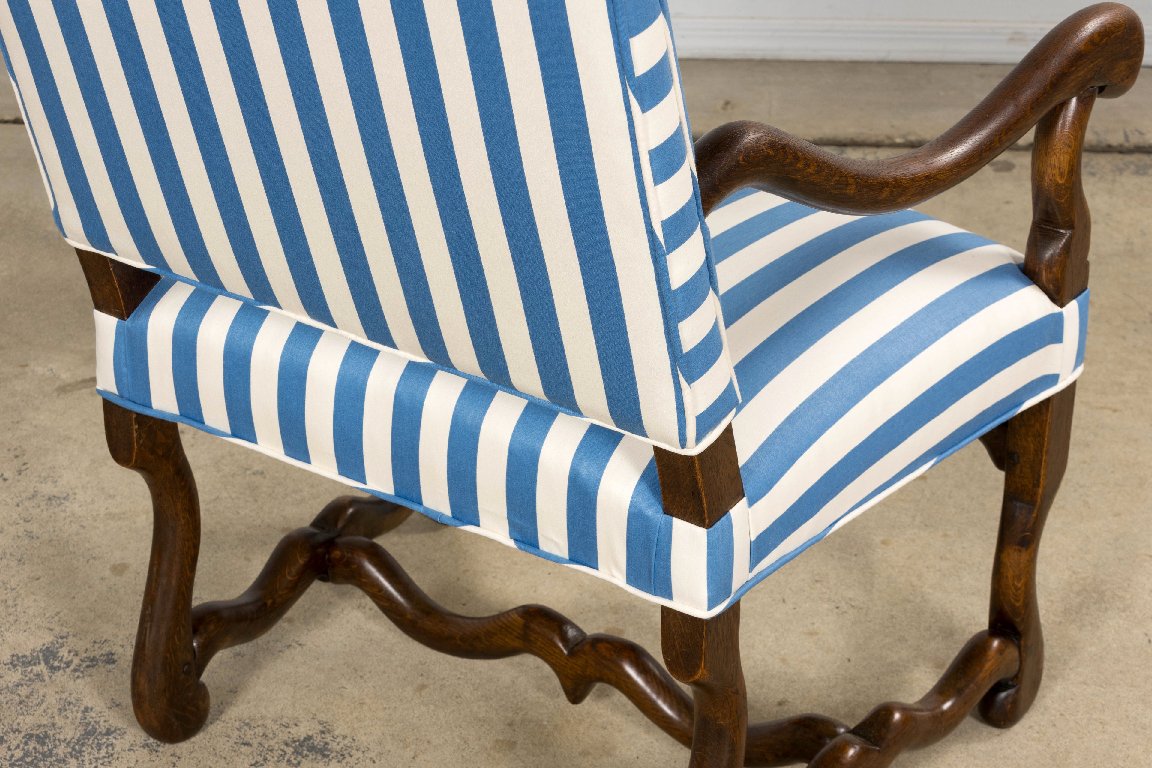 Pair of Late 19th Century French Louis XIII Style Oak Armchairs, Os de Mouton