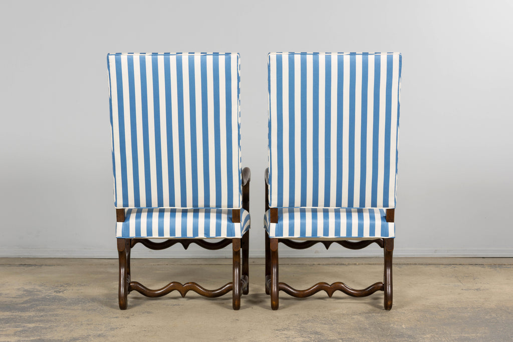 Pair of Late 19th Century French Louis XIII Style Oak Armchairs, Os de Mouton