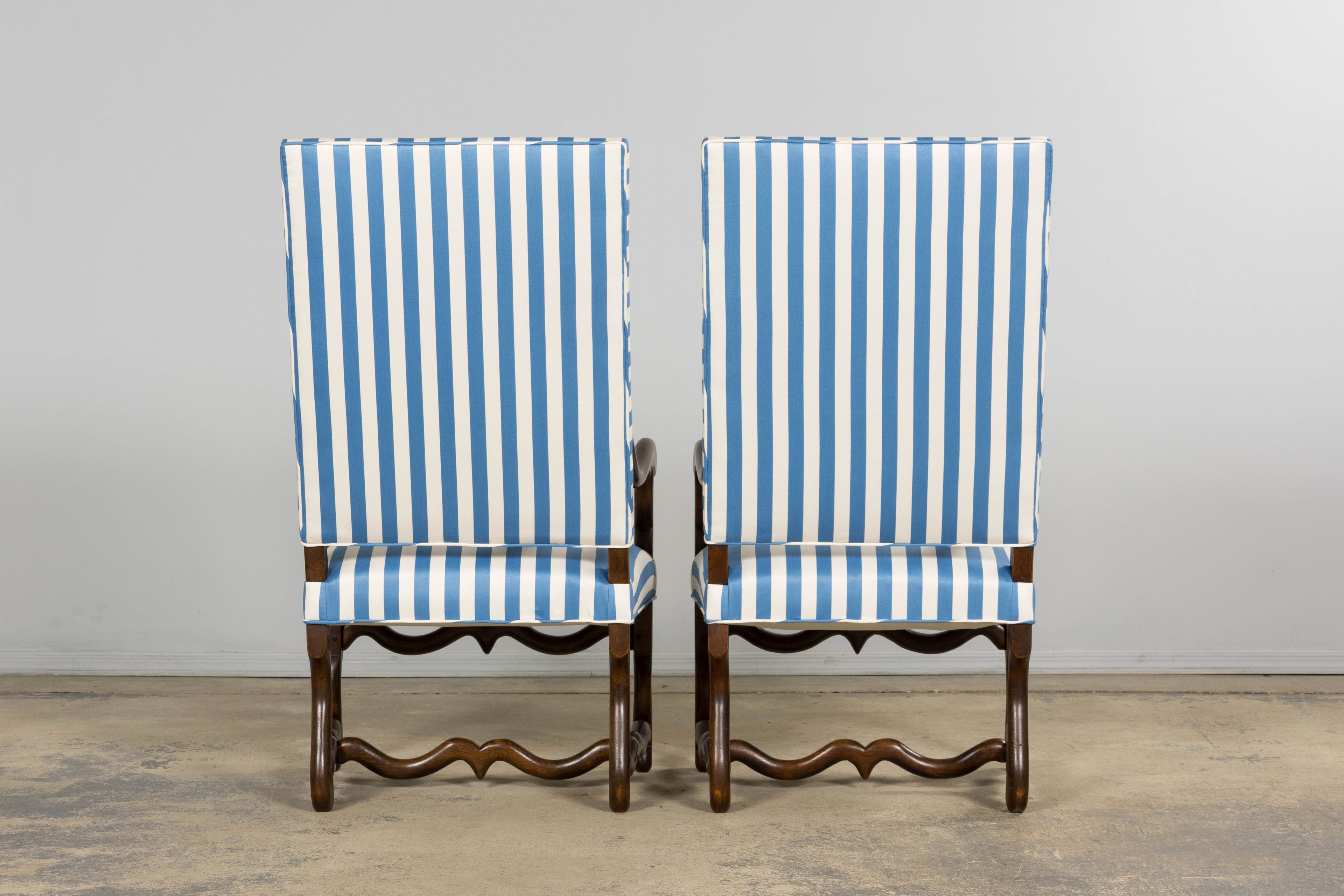 Pair of Late 19th Century French Louis XIII Style Oak Armchairs, Os de Mouton