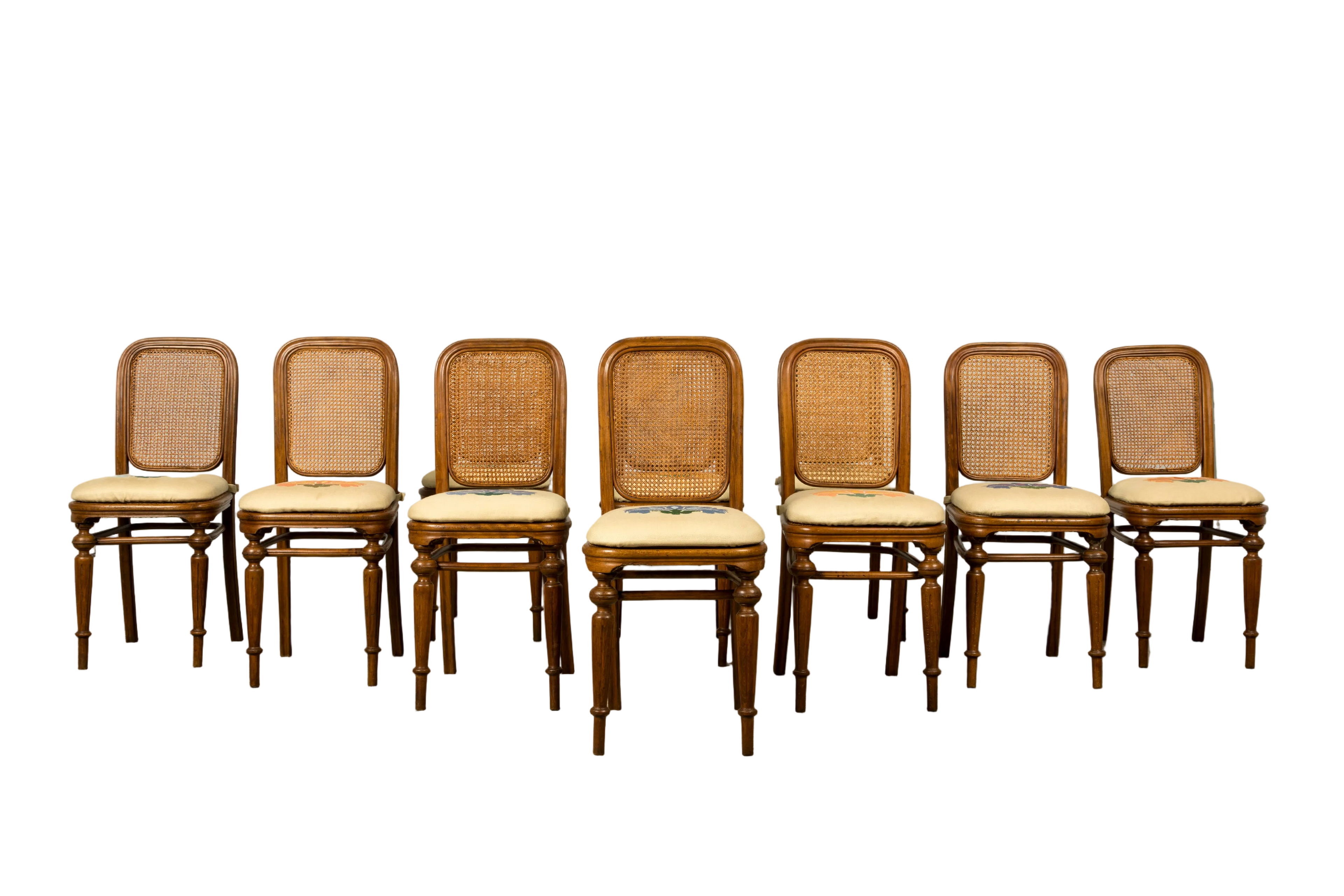 Set of 10 Late 19th Century Austrian Thonet Bentwood Cane Dining Chairs