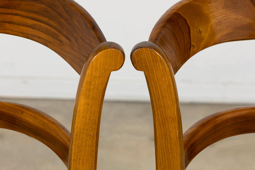 Set of 12 French Louis Philippe Style Walnut Dining Chairs with Rush Seats