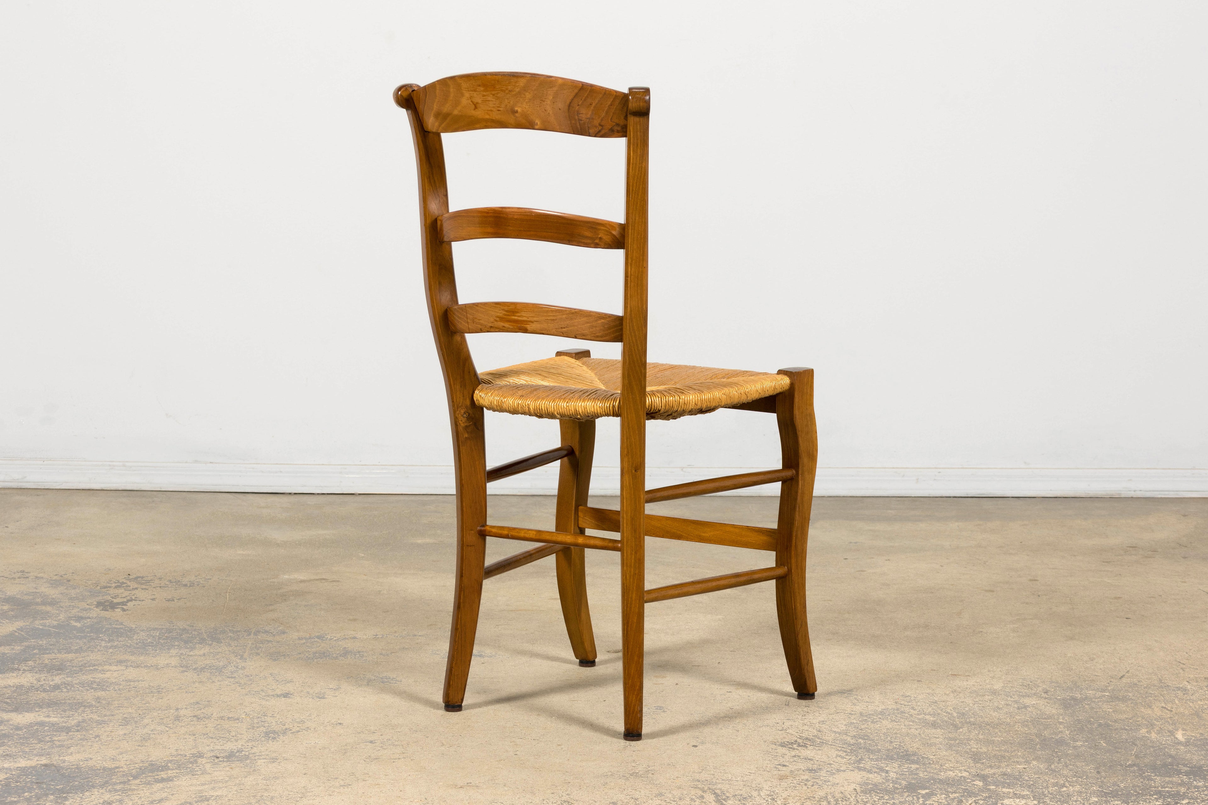 Set of 12 French Louis Philippe Style Walnut Dining Chairs with Rush Seats