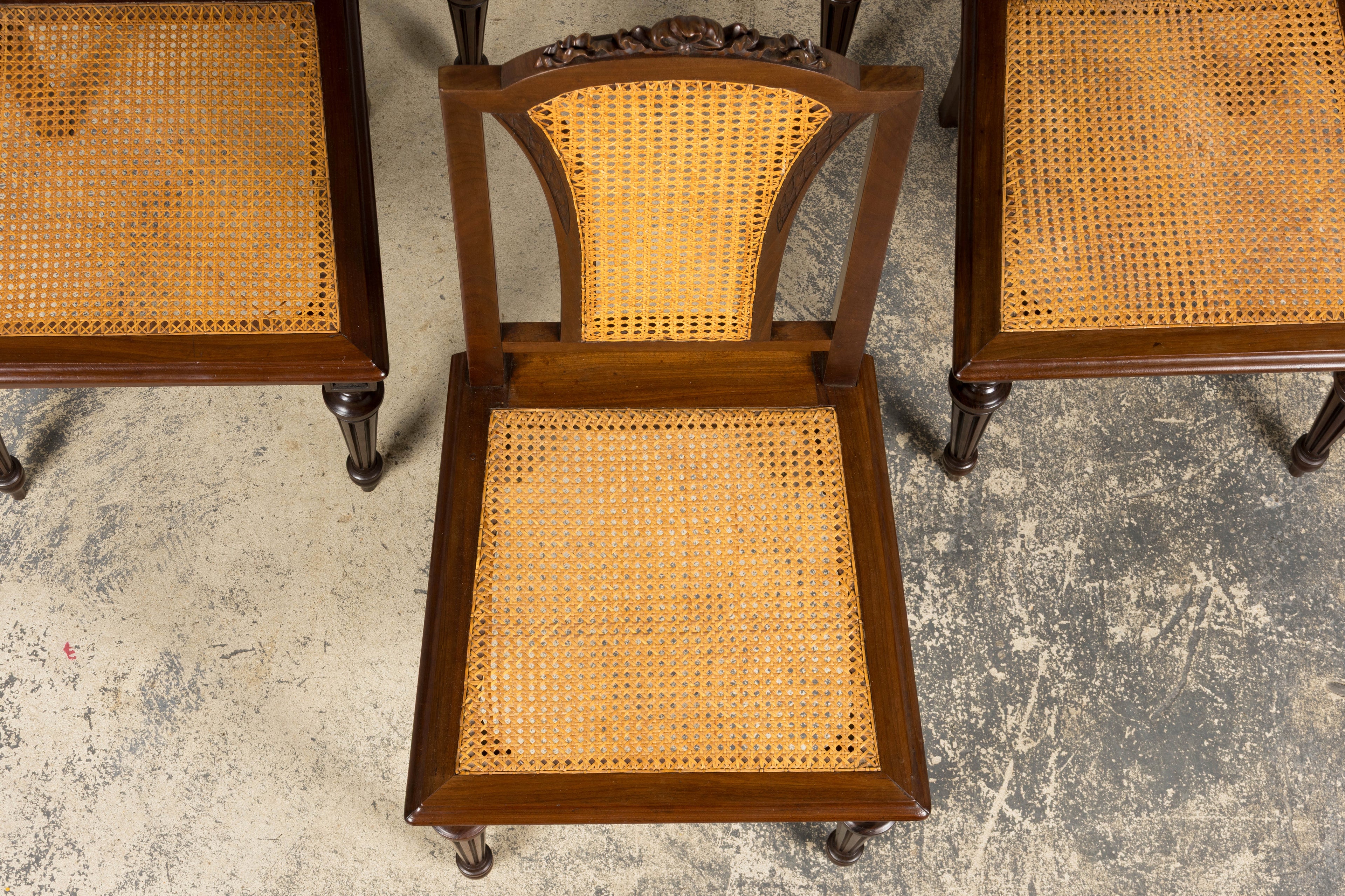 Set of Eight 19th Century French Napoléon III Mahogany Dining Chairs