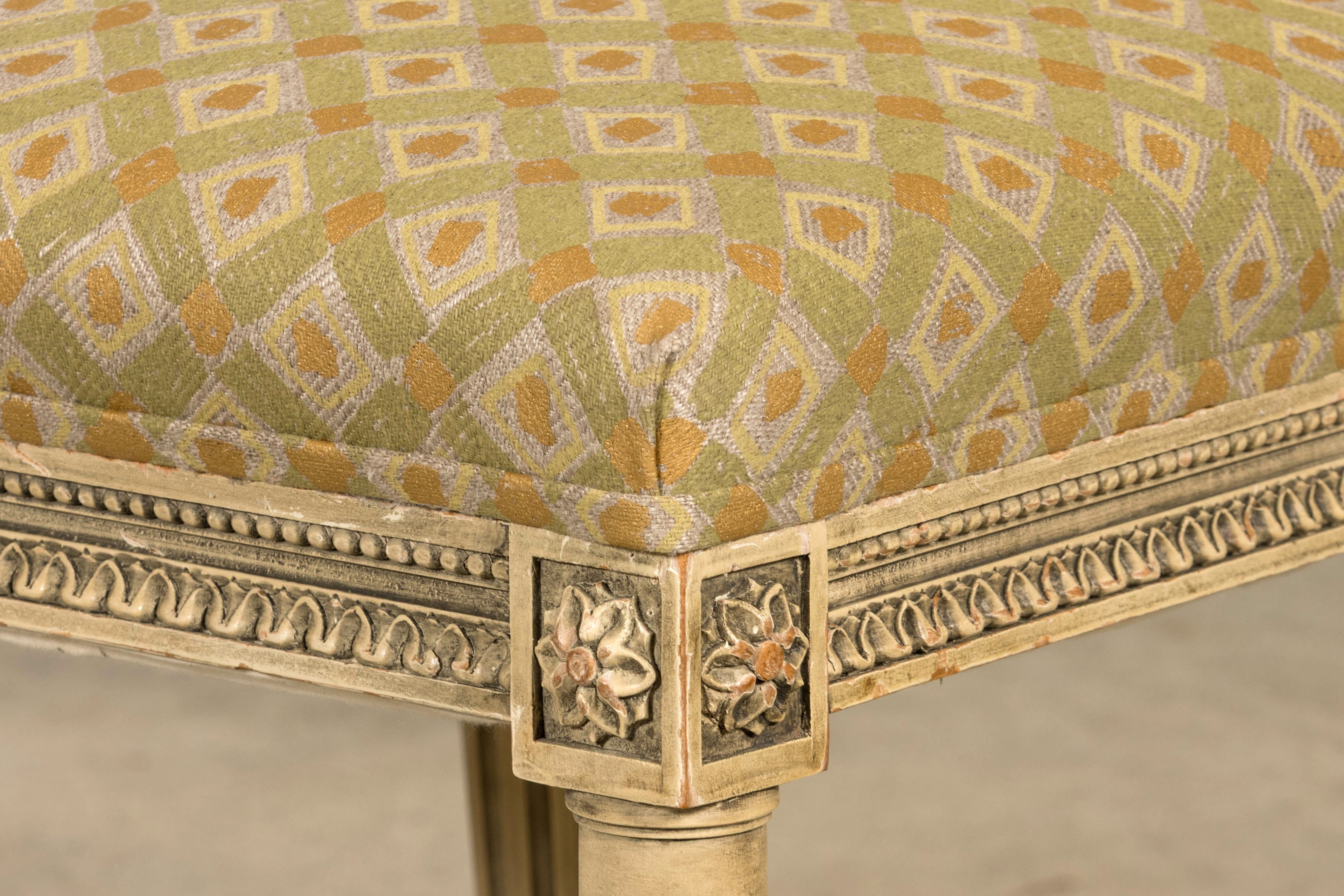 Set of Six Late 19th Century French Louis XVI Style Painted Cane Back Dining Chairs