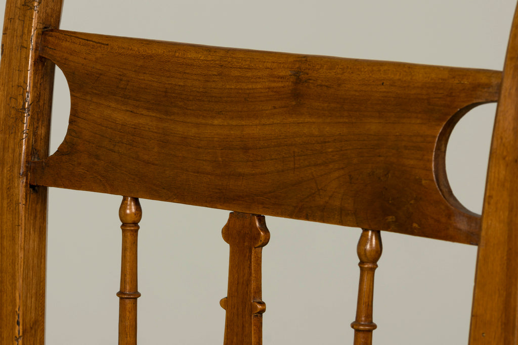 Set of 10 Late 19th Century French Provincial Walnut Dining Chairs in Green Ticking Stripe