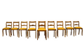 Set of 10 Mid-19th C. French Louis Philippe Walnut Dining Chairs in Yellow Linen