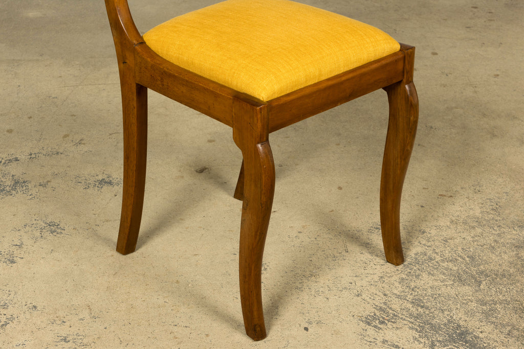 Set of 10 Mid-19th C. French Louis Philippe Walnut Dining Chairs in Yellow Linen
