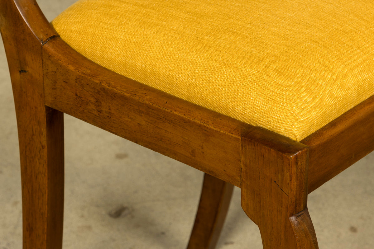 Set of 10 Mid-19th C. French Louis Philippe Walnut Dining Chairs in Yellow Linen