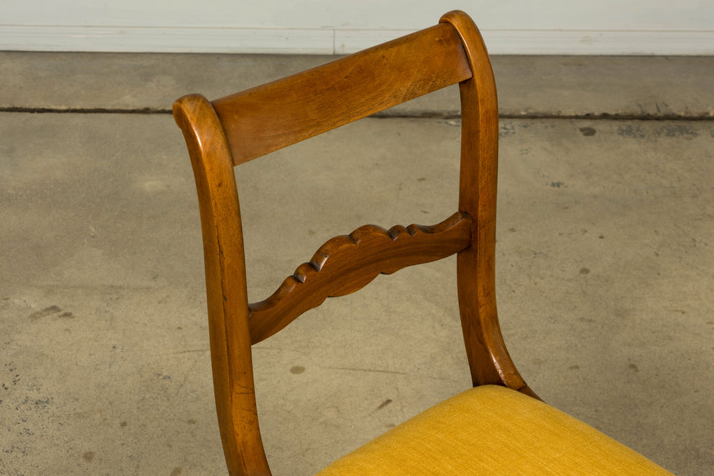 Set of 10 Mid-19th C. French Louis Philippe Walnut Dining Chairs in Yellow Linen