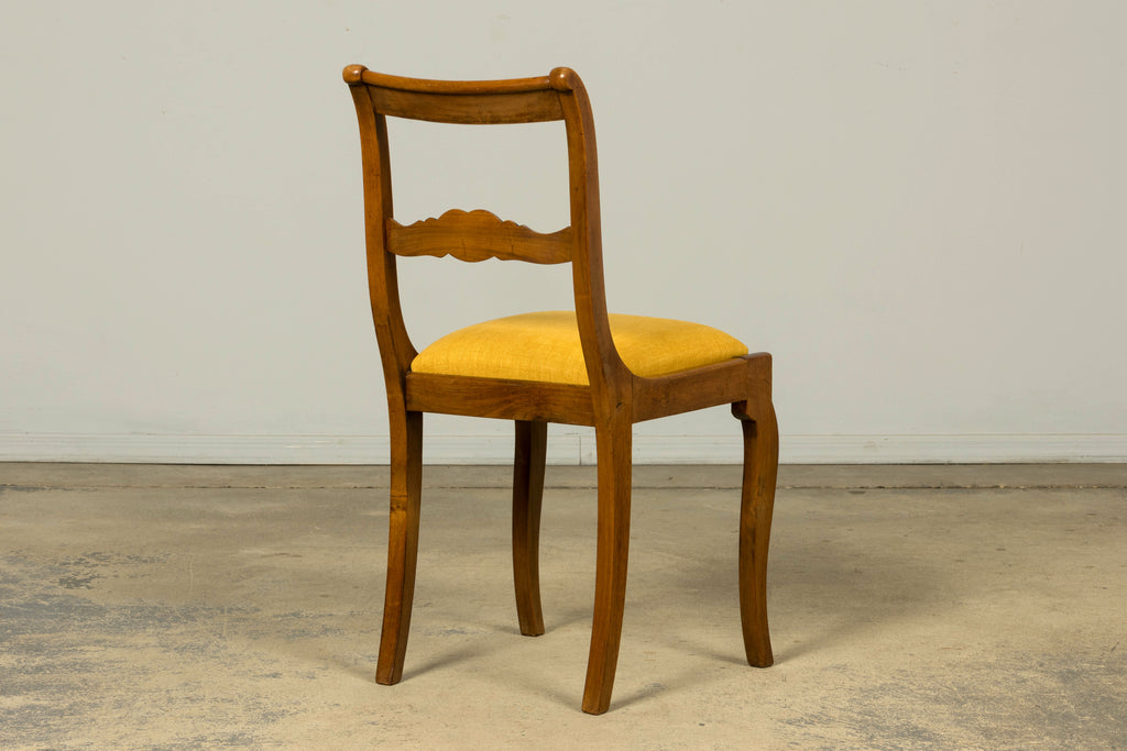 Set of 10 Mid-19th C. French Louis Philippe Walnut Dining Chairs in Yellow Linen