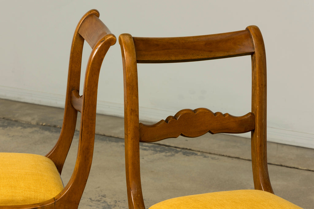 Set of 10 Mid-19th C. French Louis Philippe Walnut Dining Chairs in Yellow Linen