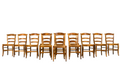 Set of 12 French Louis Philippe Style Walnut Dining Chairs with Rush Seats
