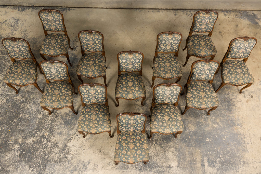 Set of 12 Late 19th Century French Provincial Louis XV Oak Dining Chairs