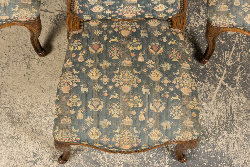 Set of 12 Late 19th Century French Provincial Louis XV Oak Dining Chairs