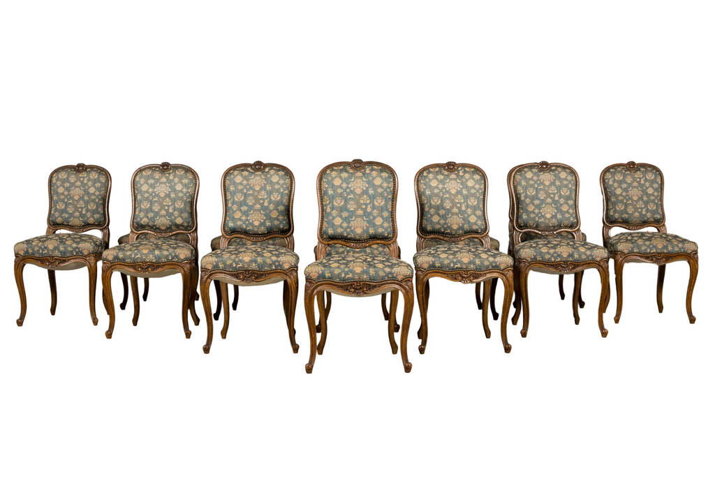 Set of 12 Late 19th Century French Provincial Louis XV Oak Dining Chairs