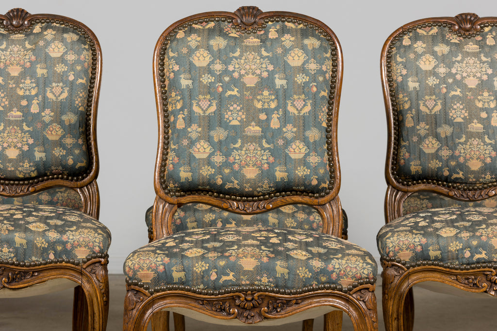 Set of 12 Late 19th Century French Provincial Louis XV Oak Dining Chairs