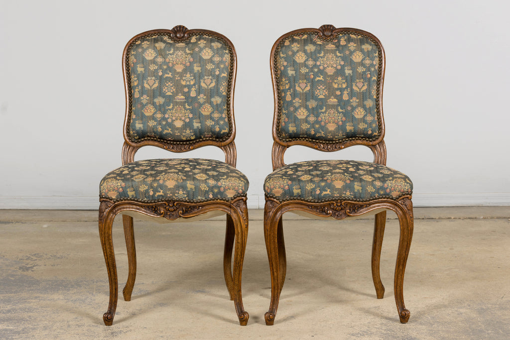 Set of 12 Late 19th Century French Provincial Louis XV Oak Dining Chairs