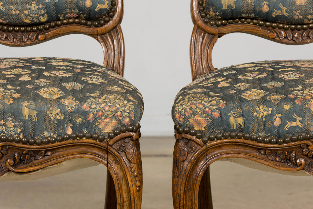 Set of 12 Late 19th Century French Provincial Louis XV Oak Dining Chairs