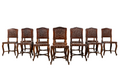 Set of 12 Late 19th Century French Renaissance Revival Carved Oak Dining Chairs with Embossed Leather