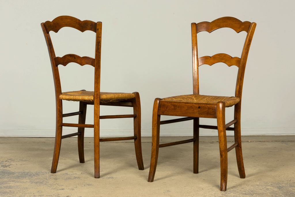 Set of 14 Mid-19th Century French Provincial Petite Maple Rush Seat Dining Chairs