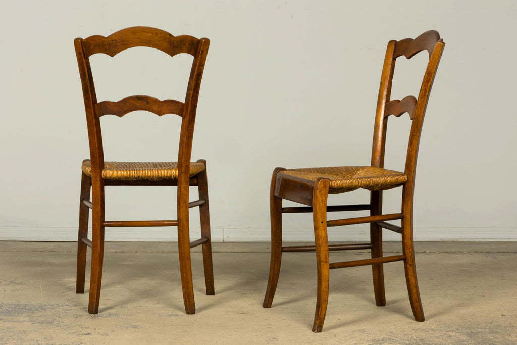 Set of 14 Mid-19th Century French Provincial Petite Maple Rush Seat Dining Chairs